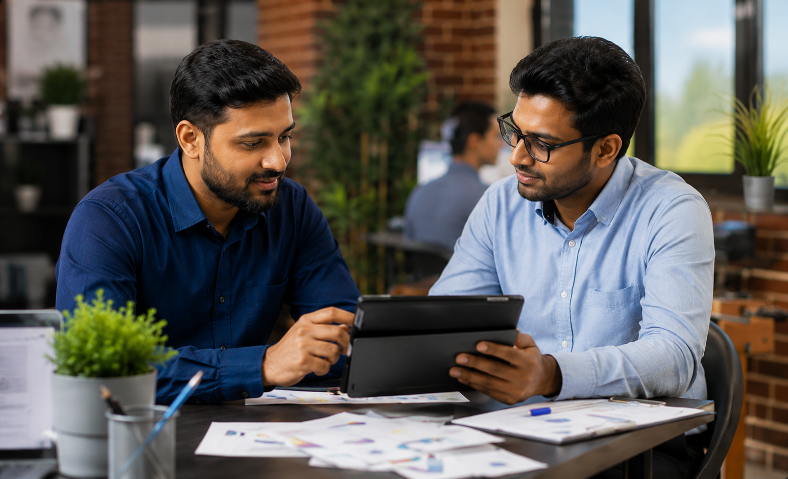 Technofra team collaborating on a digital project